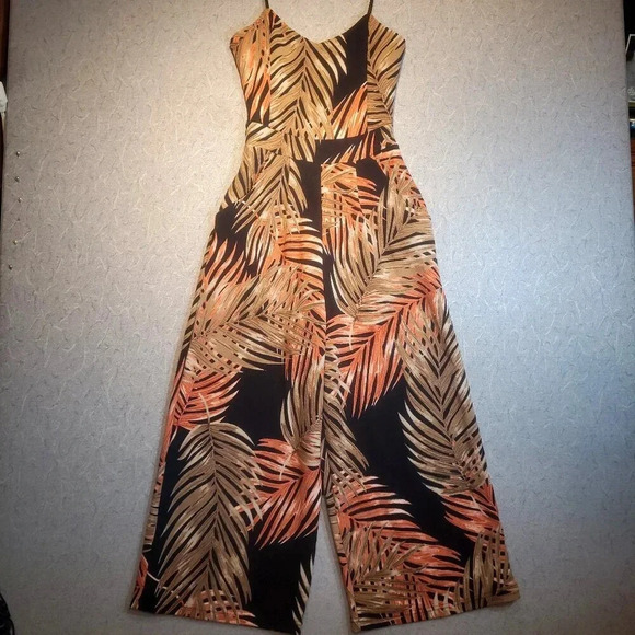 Eclipse Jungle Fauna Black & Orange Jumpsuit Size Small - Picture 1 of 10